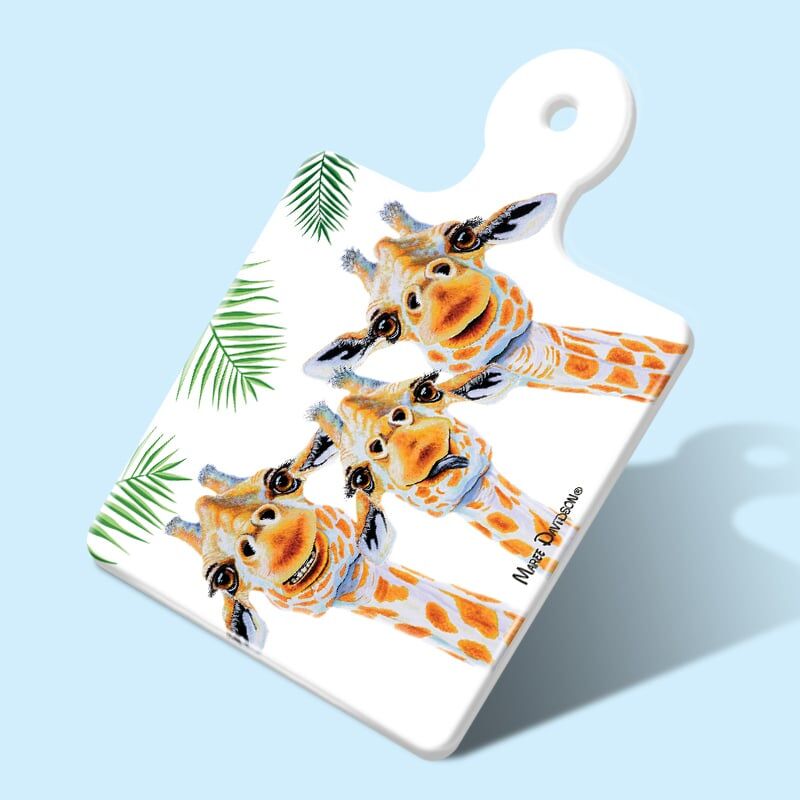 You Make Me Smile the Giraffes - Ceramic Square Trivet with Handle - Image 1