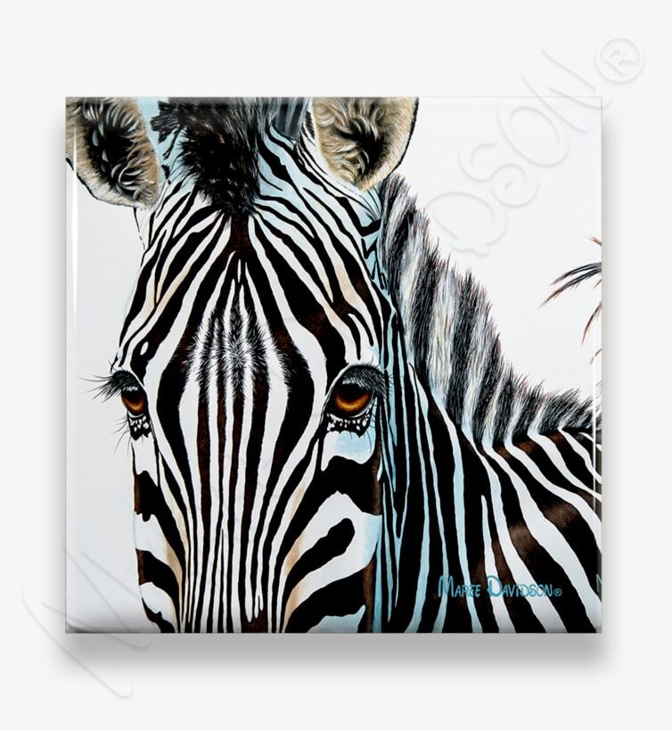 Zuri the Zebra - Ceramic Coaster - Image 1