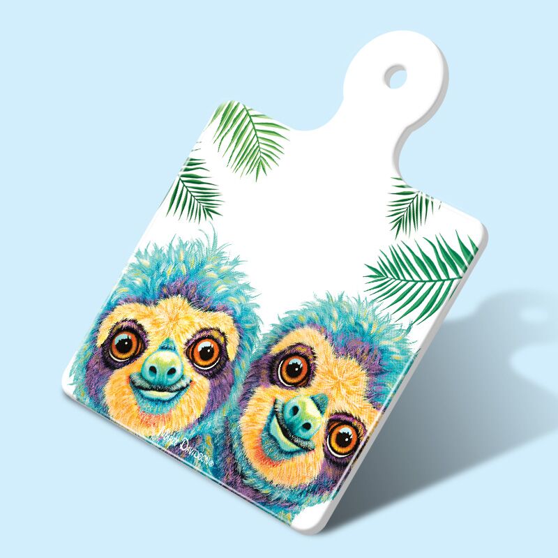 Baby Sloths - Ceramic Square Trivet with Handle - Image 1