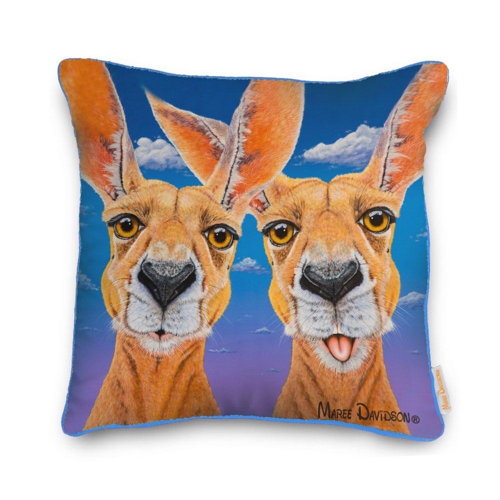 be-happy.jpg Don't Worry Be Hoppy the Kangaroos - Cushion Cover - Image 1