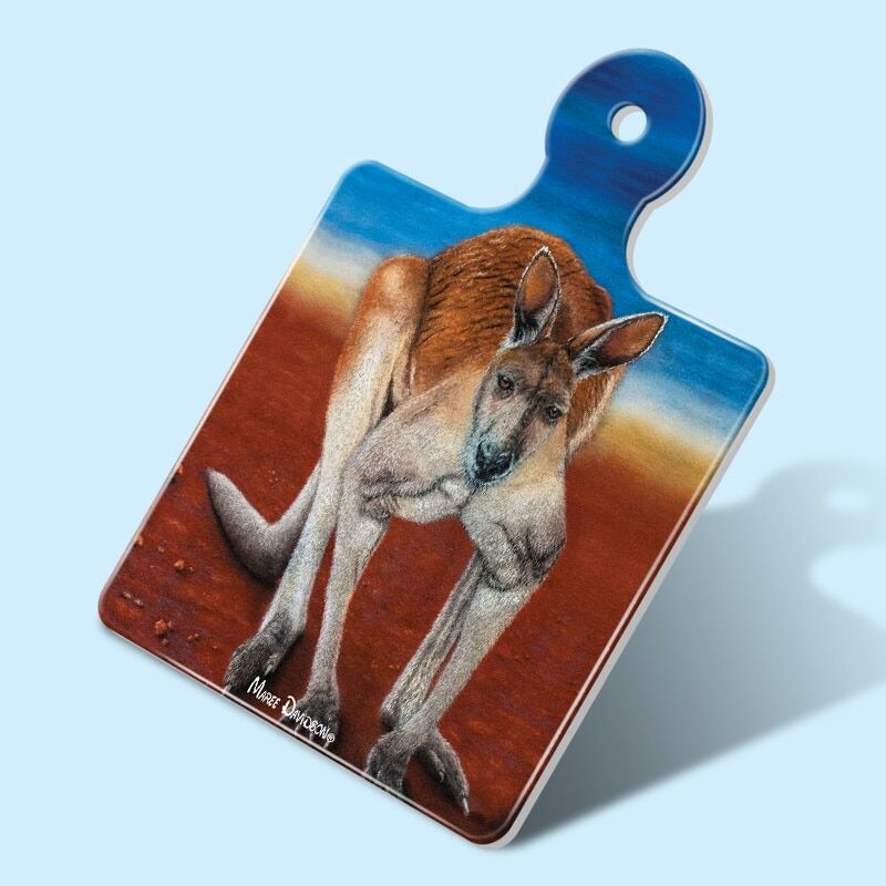 Big Red the Kangaroo - Ceramic Square Trivet with Handle - Image 1