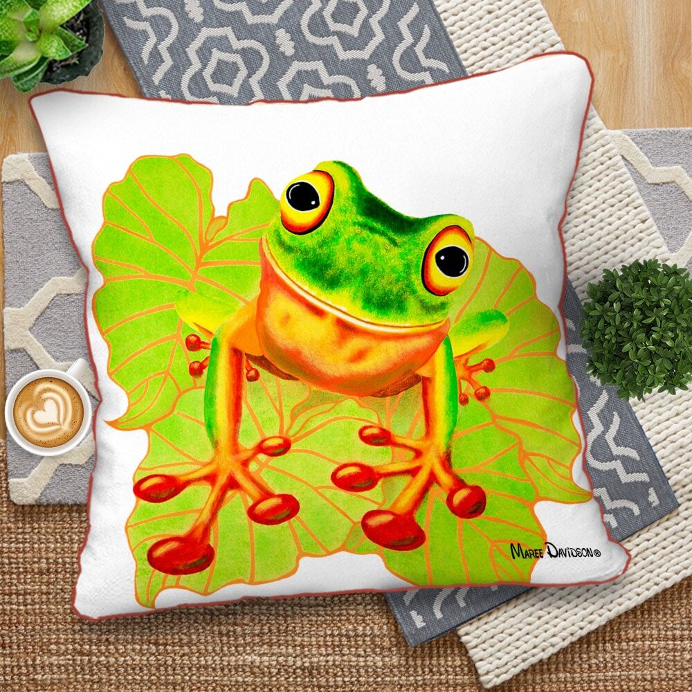 leapfrog-3-1-1.jpg Leapfrog the Queensland Tree Frog - European Cushion Cover - Image 1
