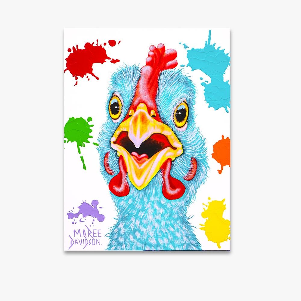 Lenny the Blue Chicken - Canvas Print - Image 1