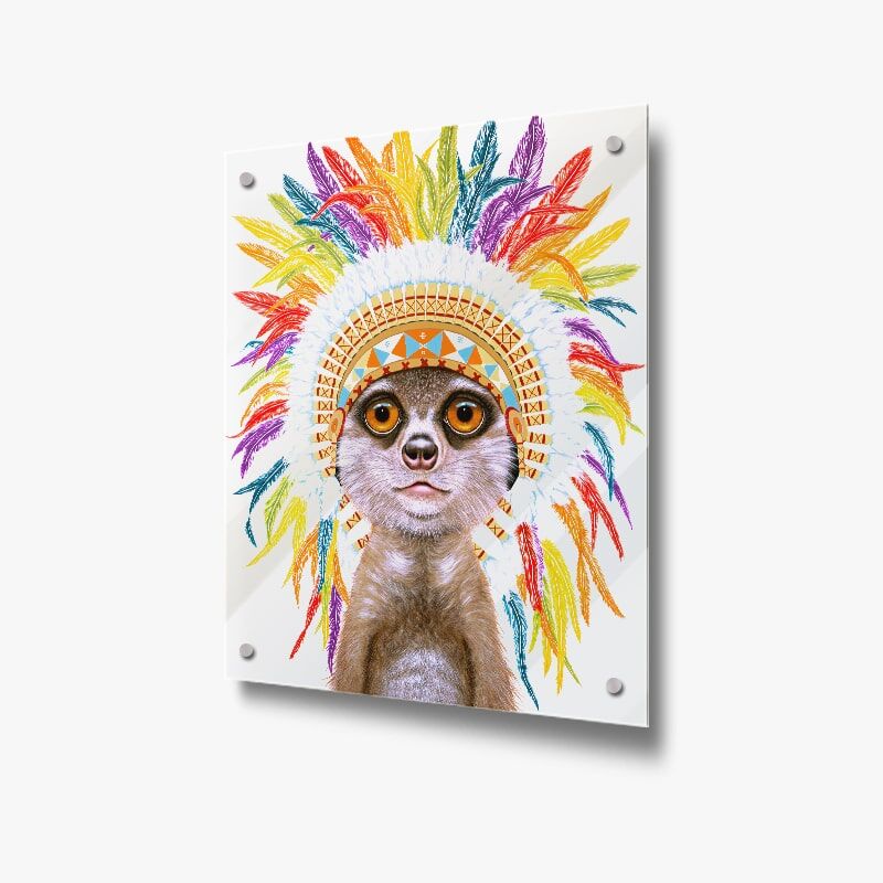 RAINBOW MEERKAT - LITTLE CHIEF - Acrylic Glass Panel - Image 1
