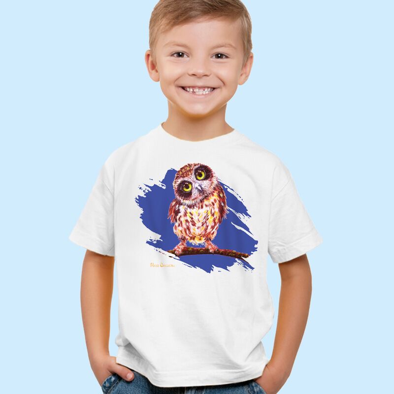 make-room-for-me-white-1.jpg Make Room for Me the Owl - Kids T-Shirts - Image 1