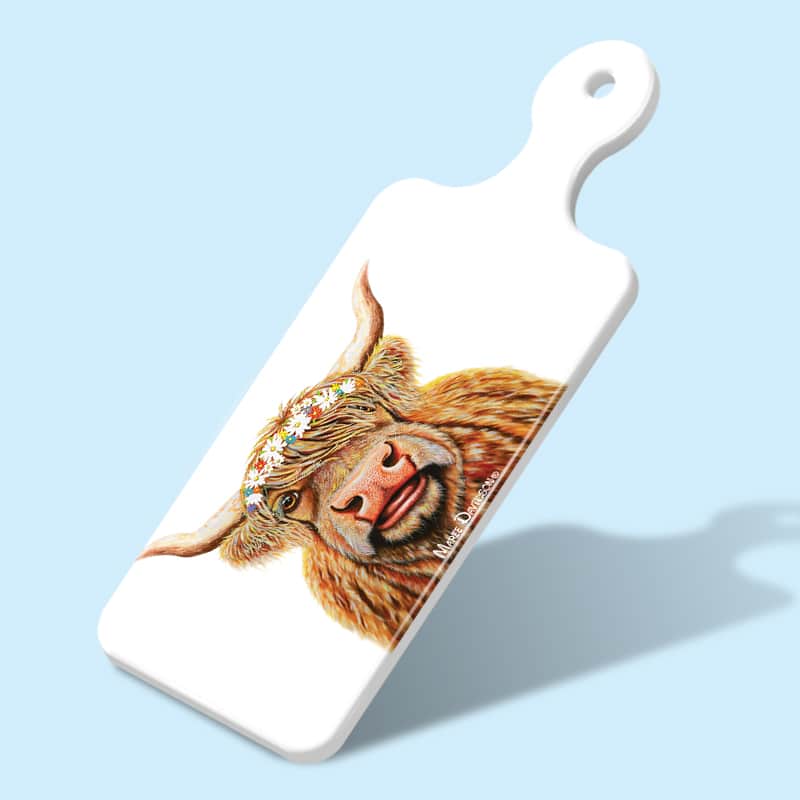 Meadow the Highland Cow - Rectangle Ceramic Cheese Platter - Image 1