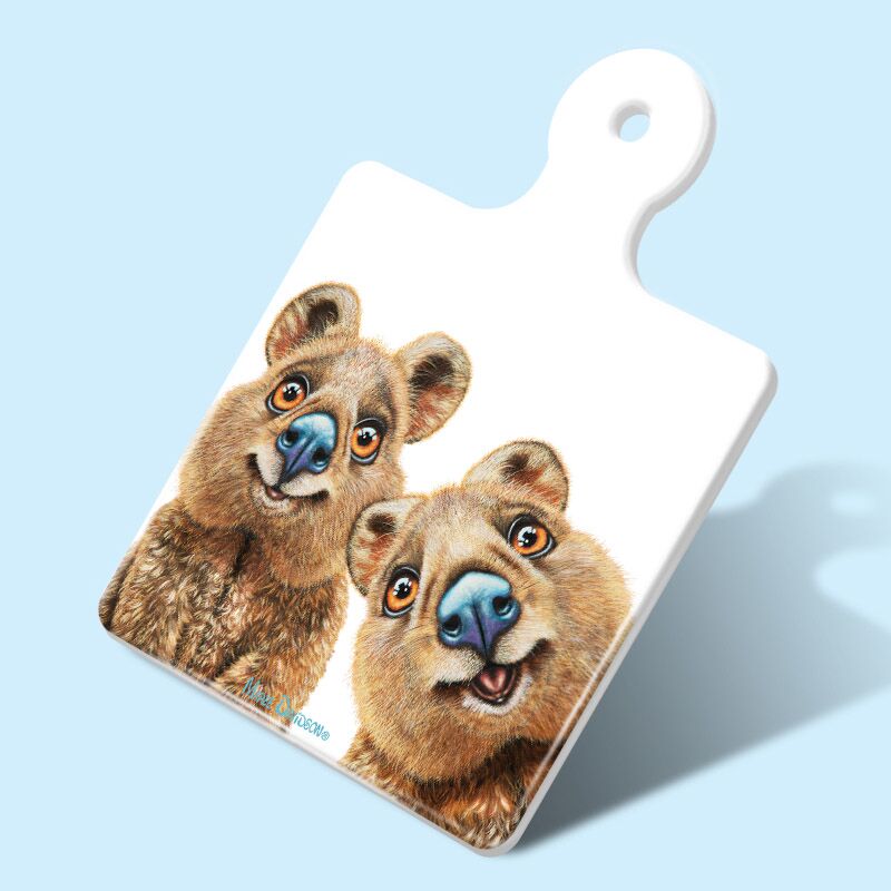 Meet the Quokkas - Ceramic Square Trivet with Handle - Image 1