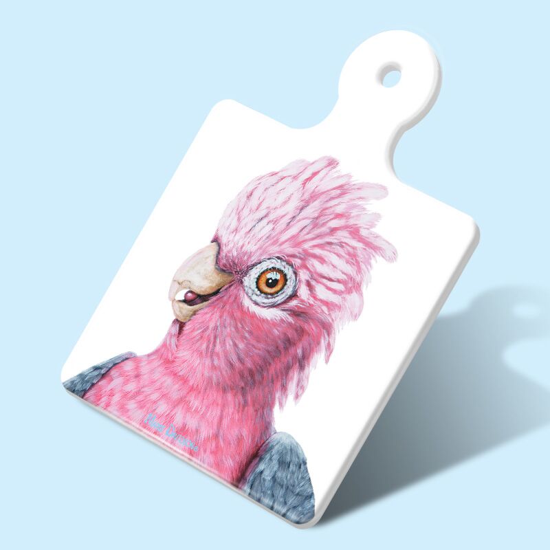 Dixie the Galah Bird - Ceramic Square Trivet with Handle - Image 1