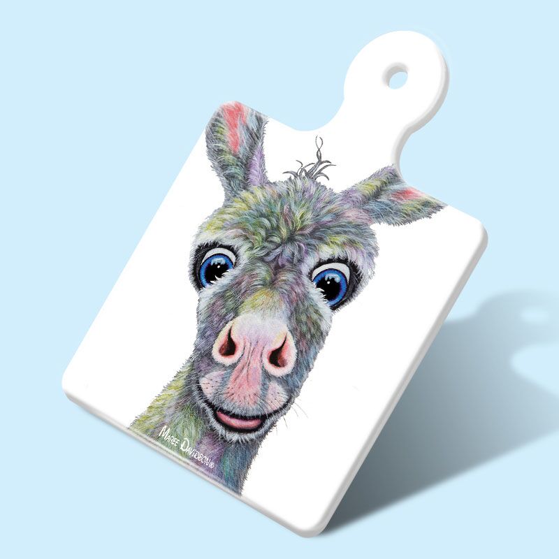 Spud the Baby Donkey - Ceramic Square Trivet with Handle - Image 1
