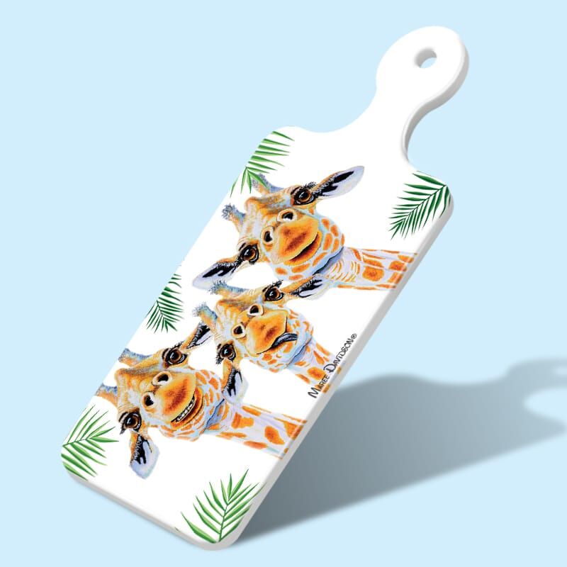 you-make-me-smile-LEAVES-1.jpg You Make Me Smile the Giraffes - Rectangle Ceramic Cheese Platter - Image 1