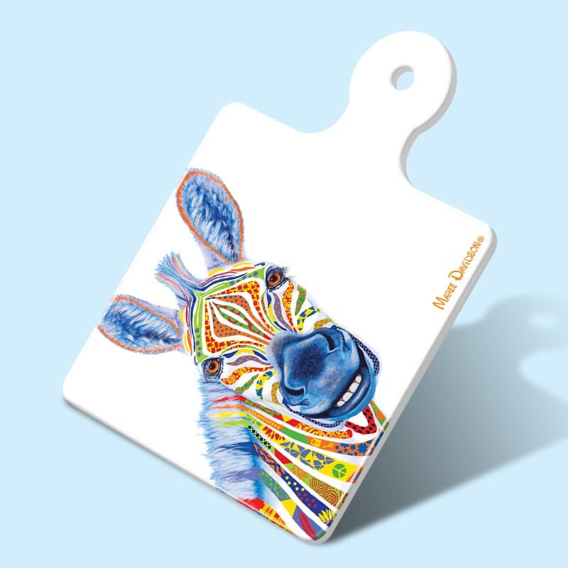 Zeus the Zebra - Ceramic Square Trivet with Handle - Image 1