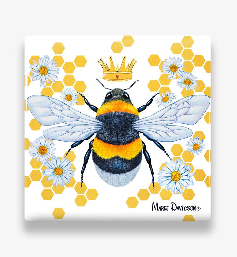 Daisy Queen Bee - Ceramic Coaster - Image 1