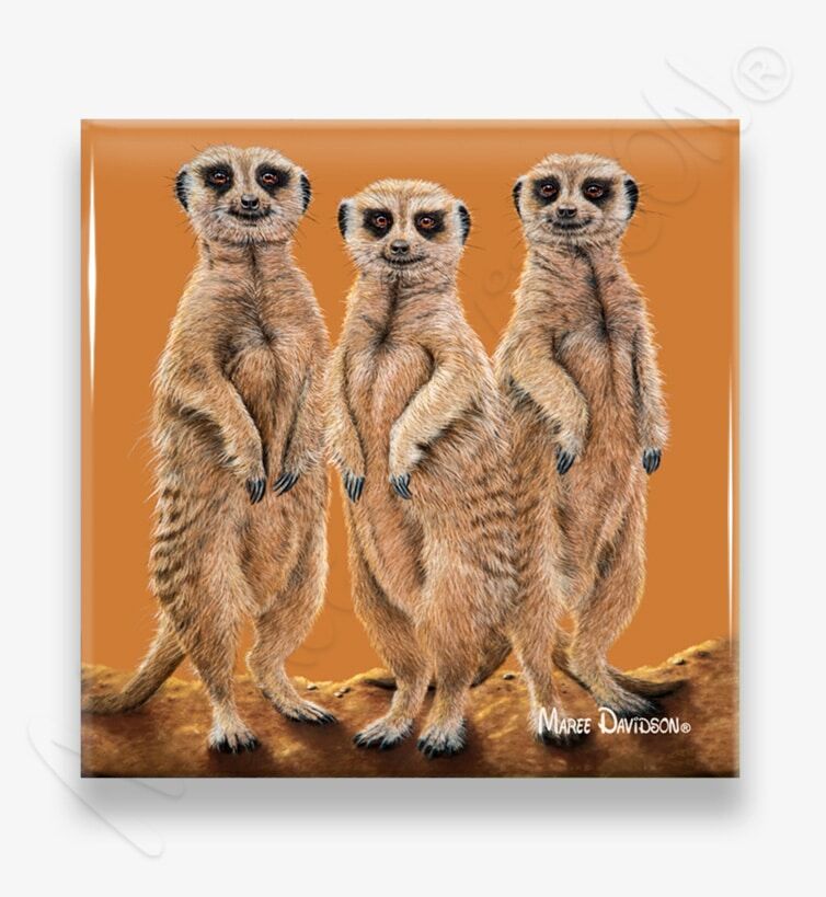 The Three Meerkats - Ceramic Coaster - Image 1