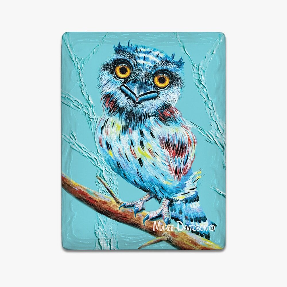 Aqua-frogmouth-3.jpg Aqua Tawny Frogmouth Owl - Ceramic Magnets - Image 1