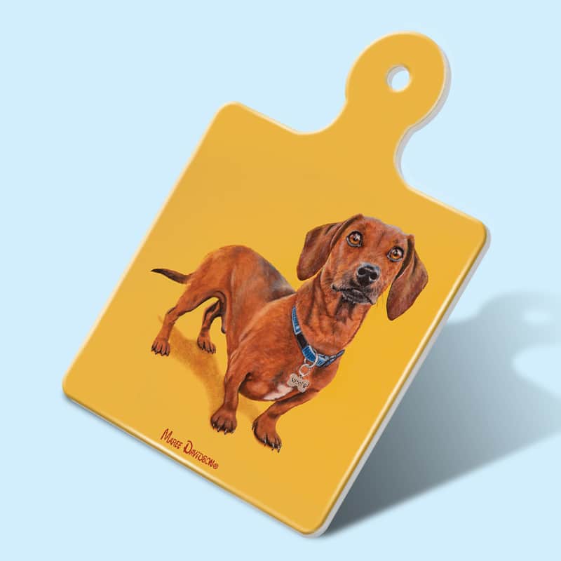 BENTLEY_THE_DASHHOUND-1.jpg Bentley the Dachshund Dog - Ceramic Square Trivet with Handle - Image 1