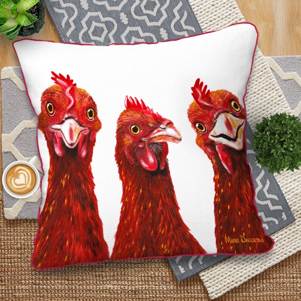 Barnyard Buddies the Hens - European Cushion Cover - Image 1