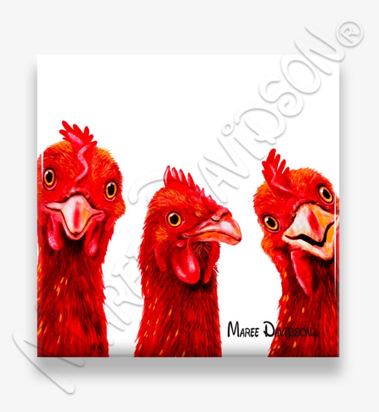 Barnyard Buddies the Hens - Ceramic Coaster - Image 1