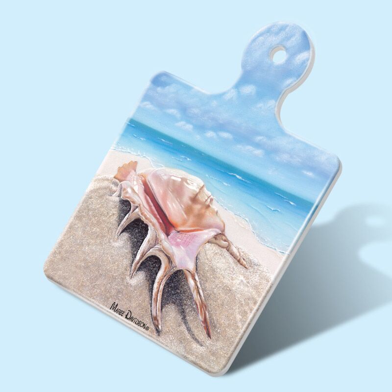 Beachcomber the Seashell - Ceramic Square Trivet with Handle - Image 1