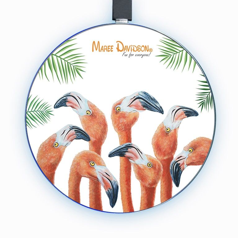 Group Chat Flamingos - Wireless Phone Charger - Image 1