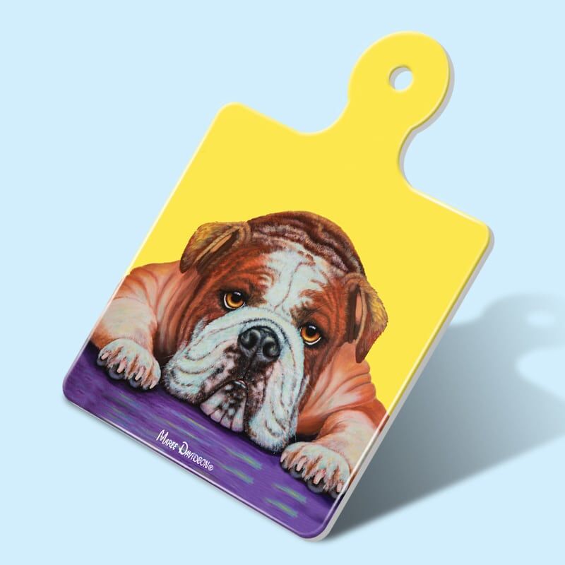 Angel the English Bulldog - Ceramic Square Trivet with Handle - Image 1