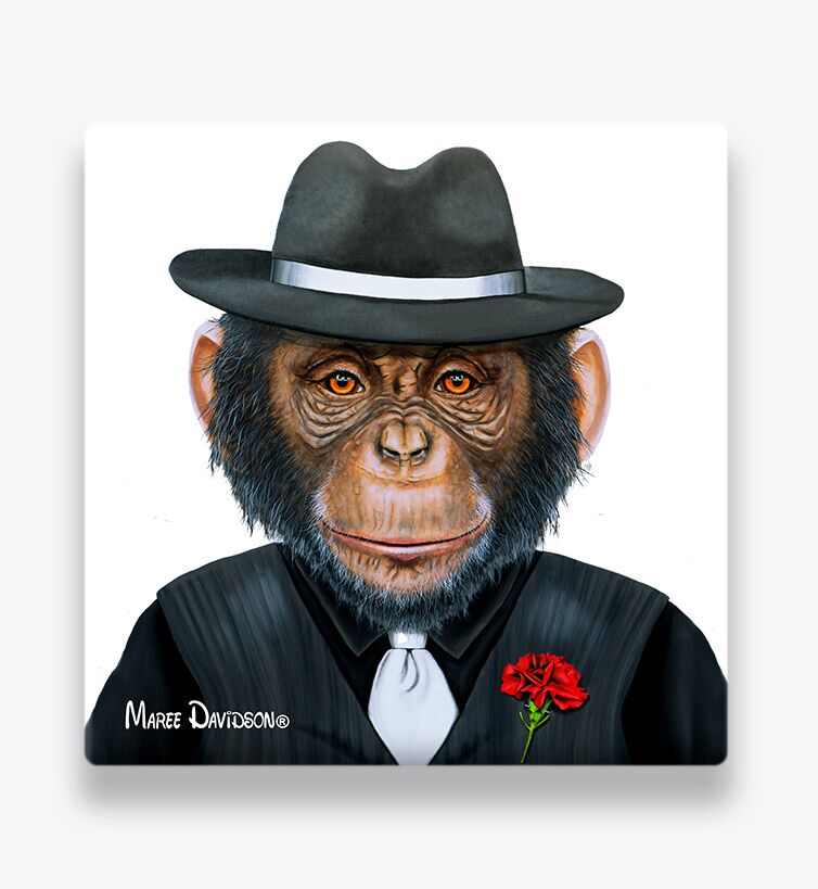 Gangster Chimp - Ceramic Coaster - Image 1