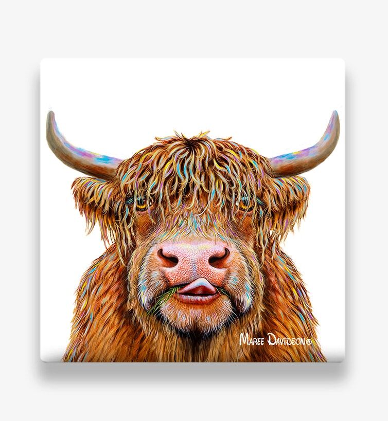 Hamish the Highland Cow - Ceramic Coaster - Image 1