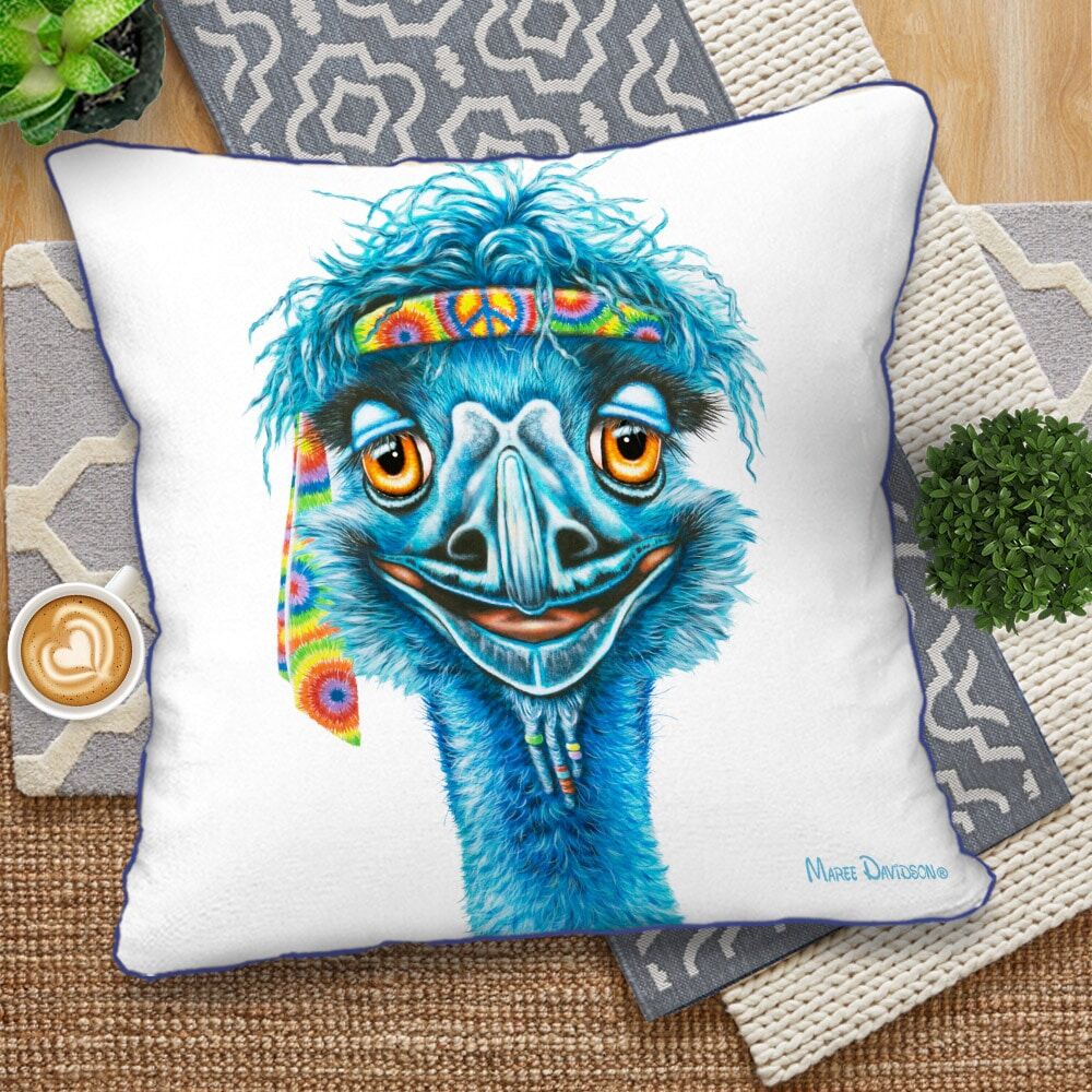 Ernie the Hippie Emu - European Cushion Cover - Image 1