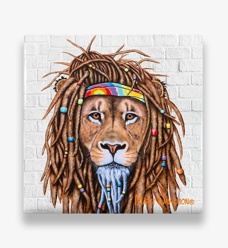 Hippie Lion - Ceramic Coaster - Image 1