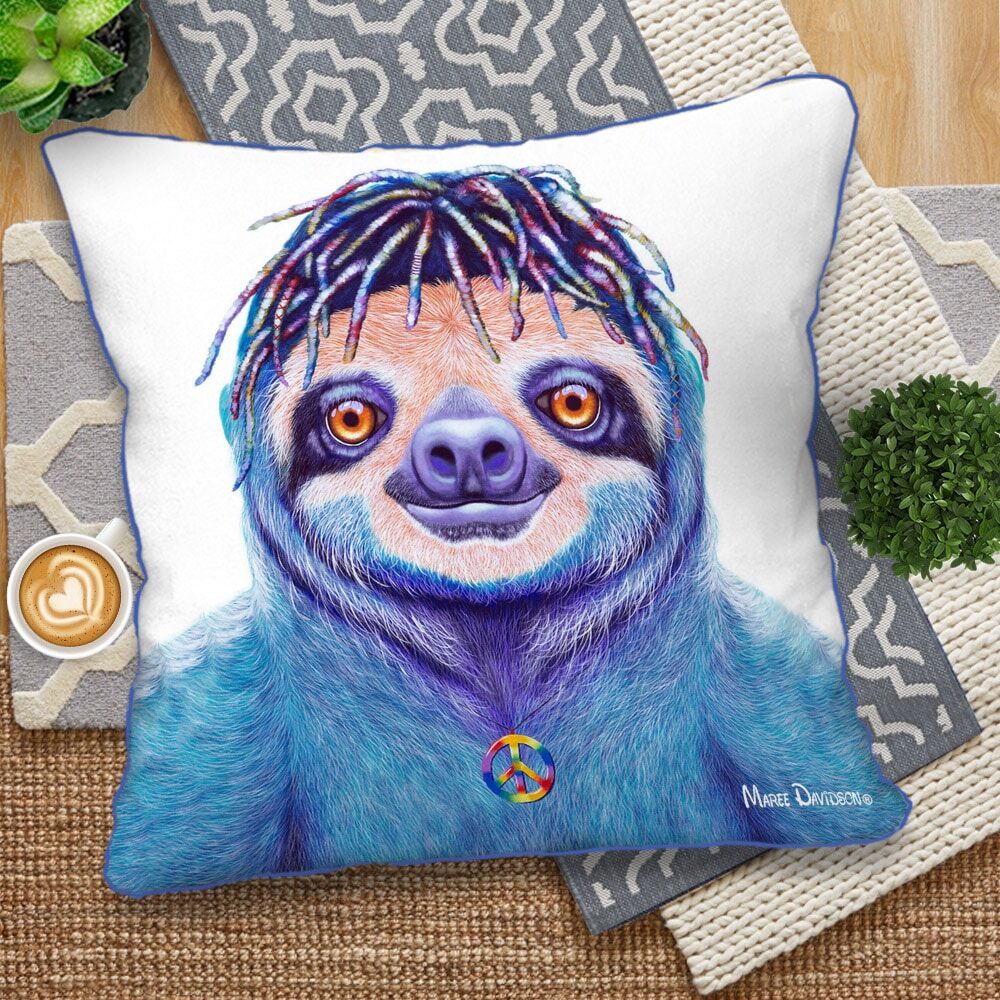 Hippie Sloth - European Cushion Cover - Image 1