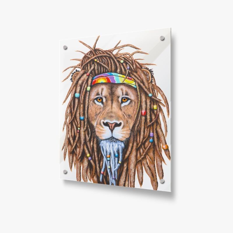 Hippie Lion - Acrylic Glass Panel - Image 1