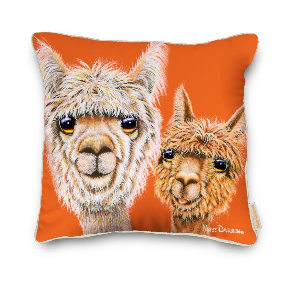 Just Hanging Out the Alpacas - Cushion Cover - Image 1