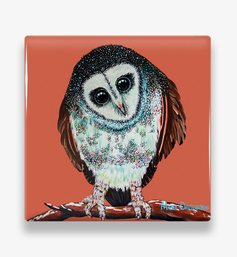 Lesser-Sooty-Owl-3-1.jpg Lesser Sooty Owl - Ceramic Coaster - Image 1