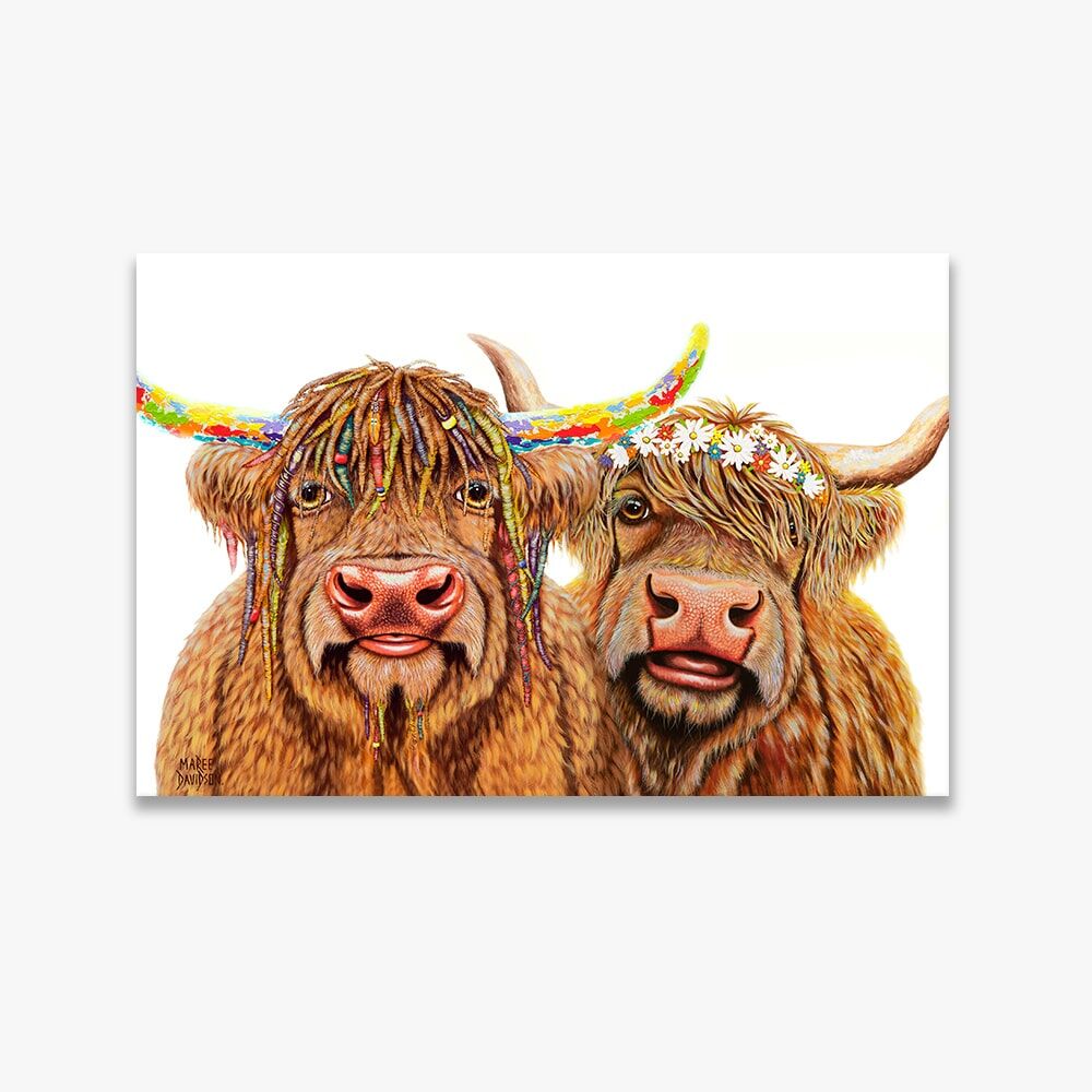 Marley and Meadow the Highland Cows - Canvas Print - Image 1