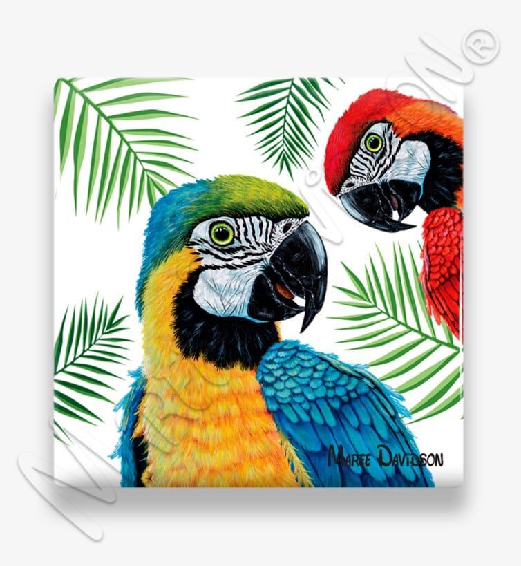 Two Macaws - Ceramic Coaster - Image 1