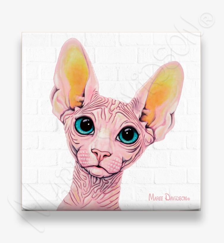 Madame-Meow-Ceramic-Coaster-Maree-Davidson.jpg Madame Meow the Sphynx Cat - Ceramic Coaster - Image 1