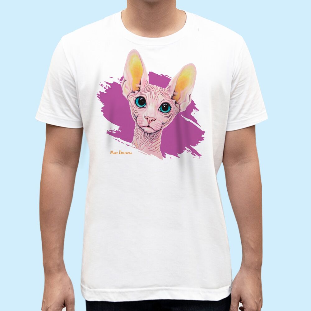 Madame-Meow-white.jpg Madame Meow the Sphynx Cat - Unisex T-Shirts - Image 1
