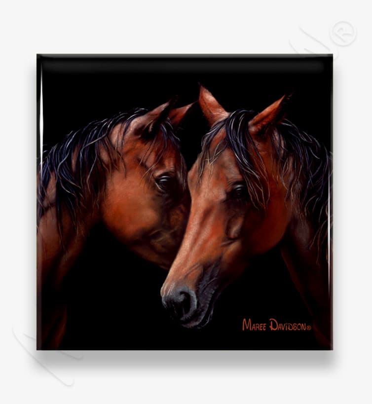 Moonlight-Whispers-Ceramic-Coaster-Maree-Davidson.jpg Moonlight Whispers the Horses - Ceramic Coaster - Image 1