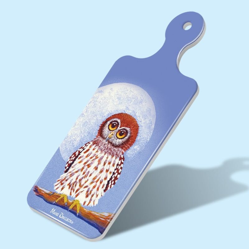 Once in a Blue Moon the Owl - Rectangle Ceramic Cheese Platter - Image 1