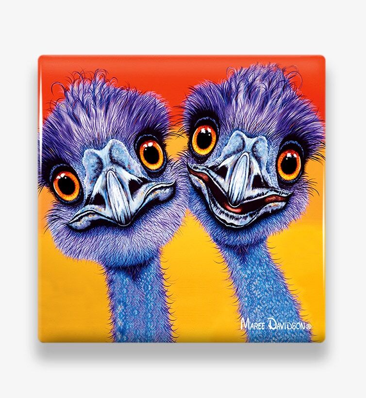 Outback Buddies the Emus - Ceramic Coaster - Image 1