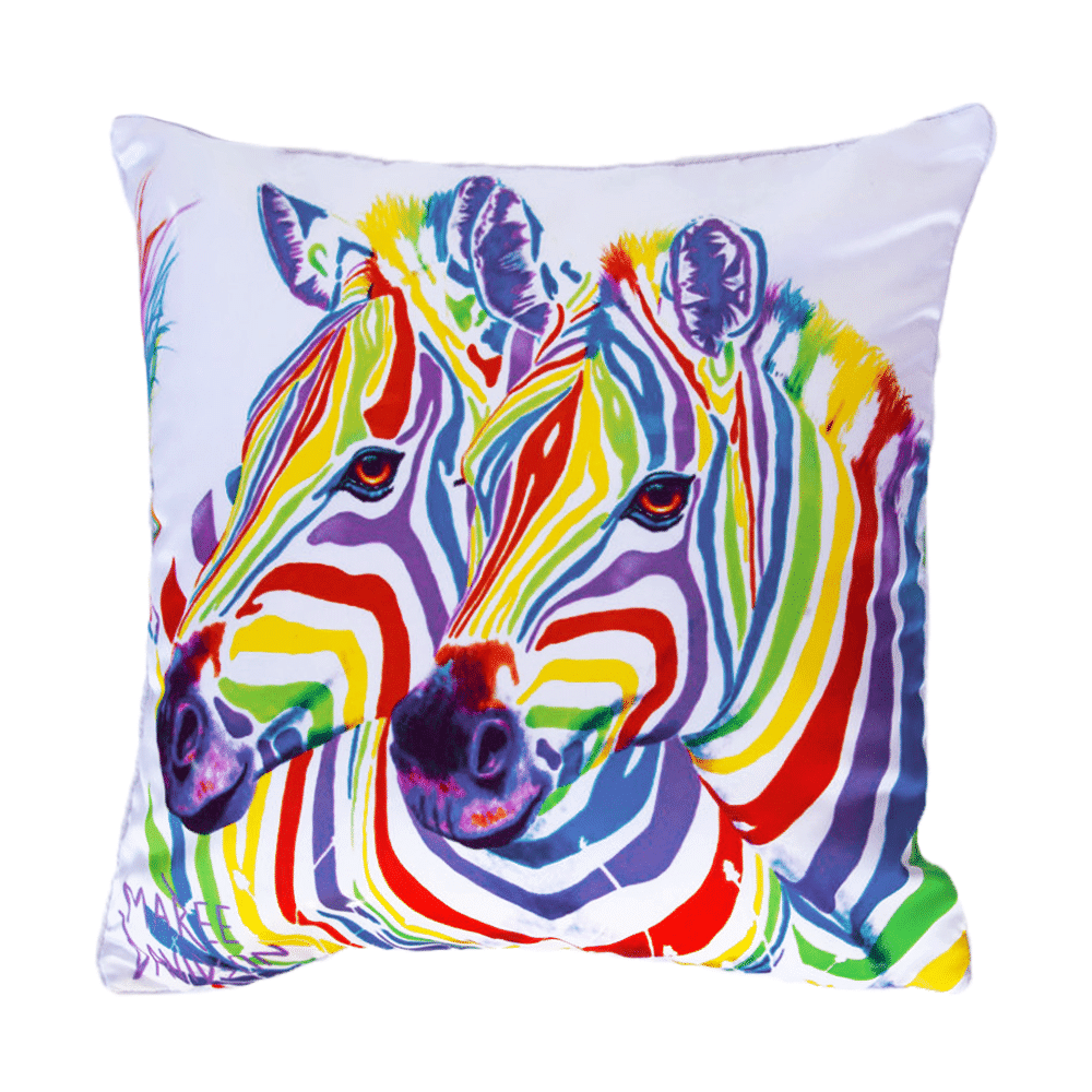 Rainbow Zebras - Cushion Cover - Image 1