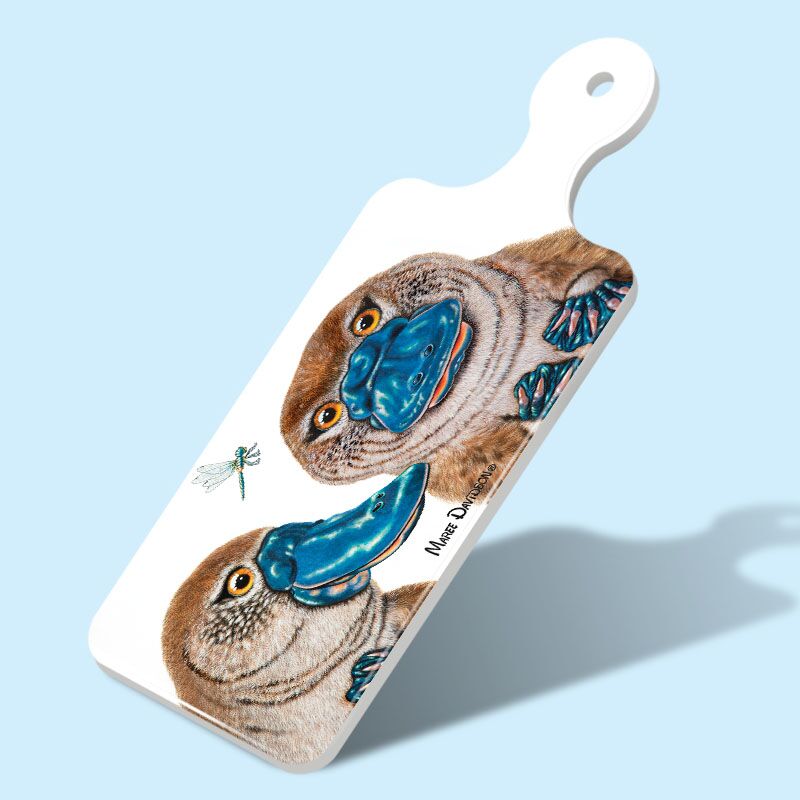 Becky and Bruce the platypuses - Rectangle Ceramic Cheese Platter - Image 1