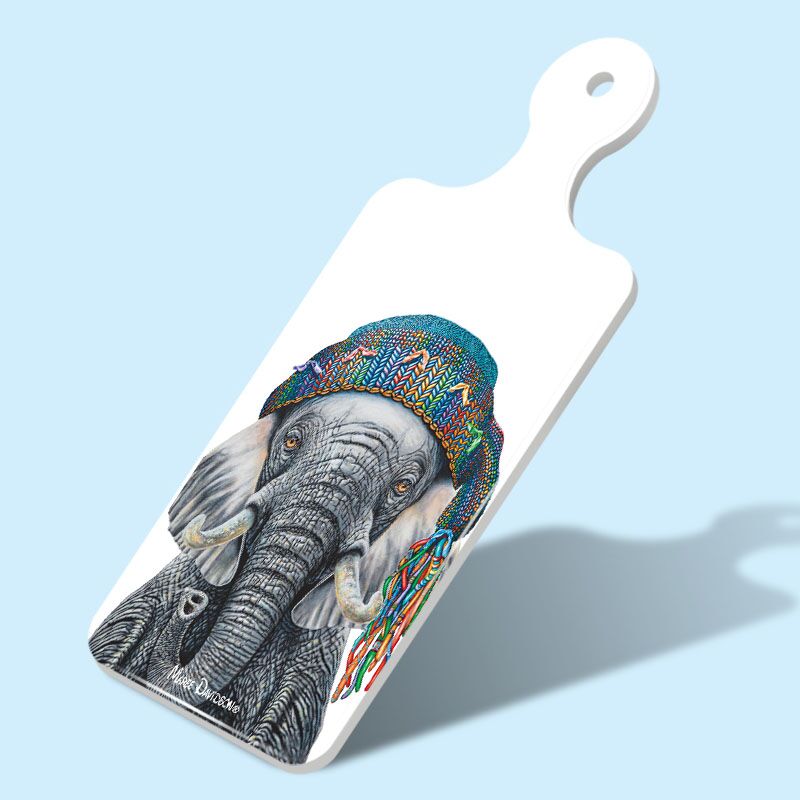 Ronnie the Hippie Elephant - Rectangle Ceramic Cheese Platter - Image 1