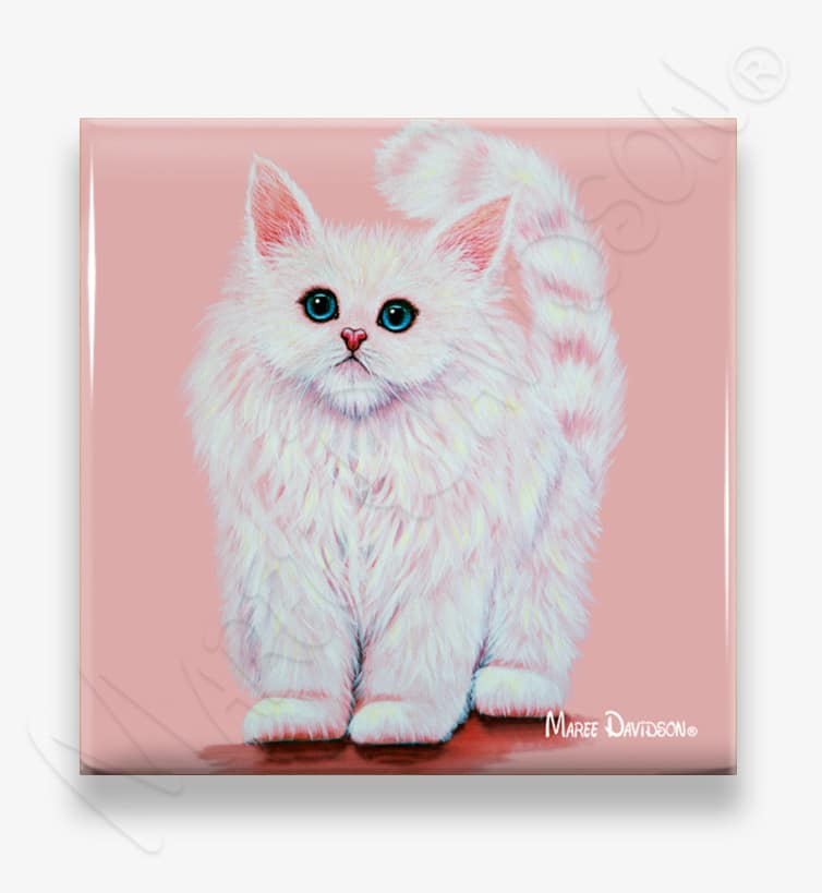 Cashmere Rose Kitten - Ceramic Coaster - Image 1