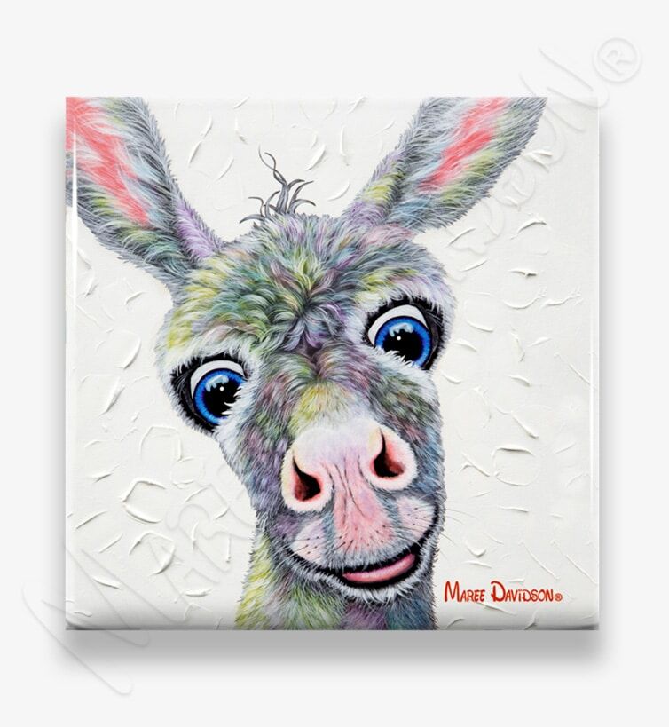 Spud The Baby Donkey - Ceramic Coaster - Image 1
