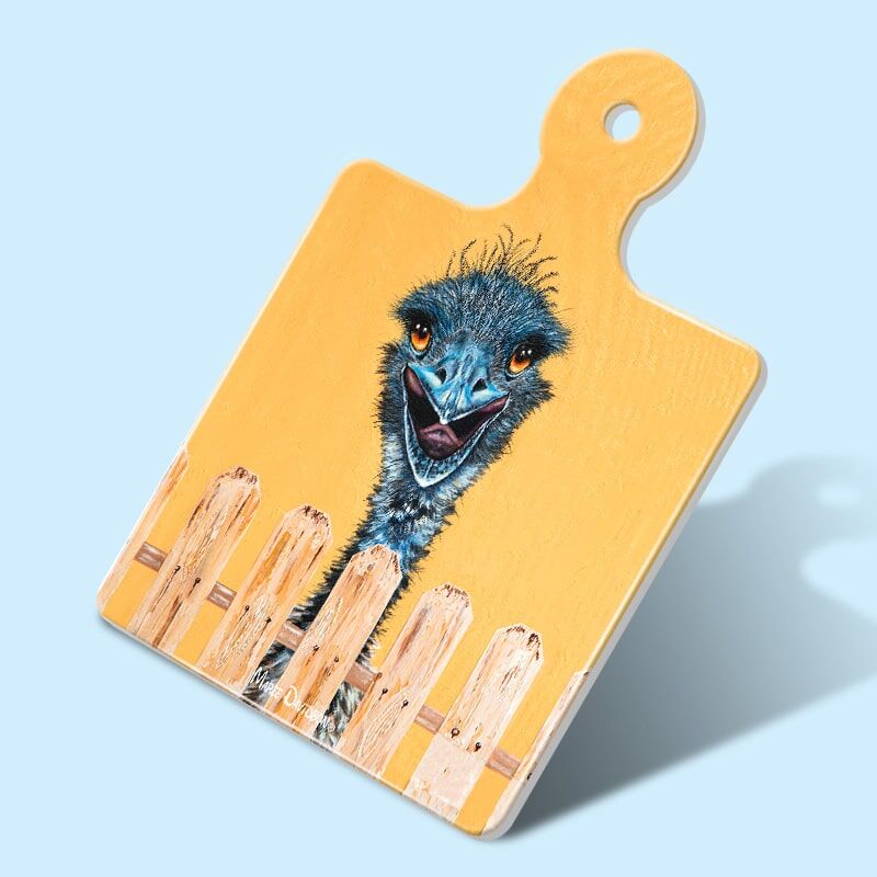 Sticky Beak the Emu - Ceramic Square Trivet with Handle - Image 1