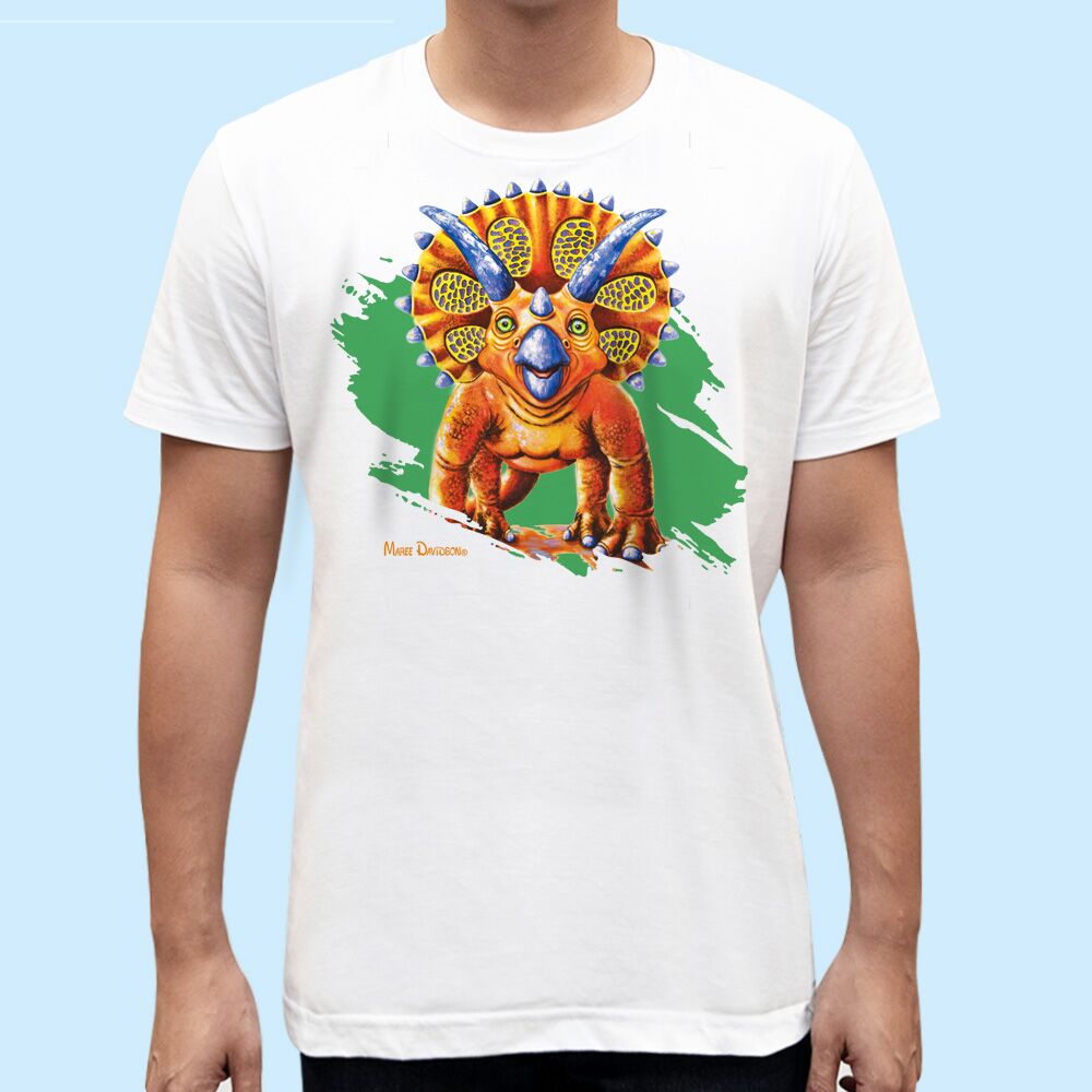 Toppa-white.jpg Toppa the Triceratops - Unisex T-Shirts - Image 1