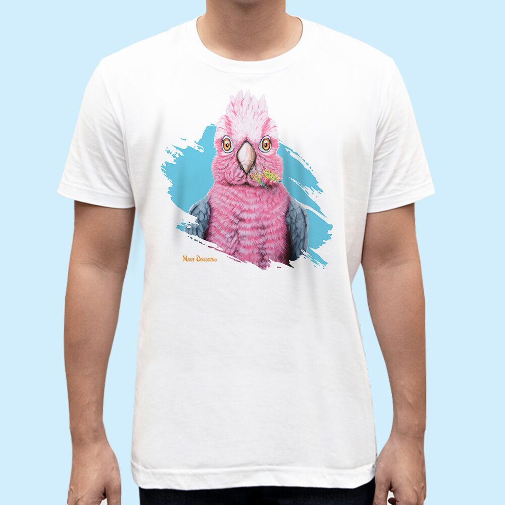 Trixie-white-blue.jpg Trixie the Galah Bird - Unisex T-Shirts - Image 1
