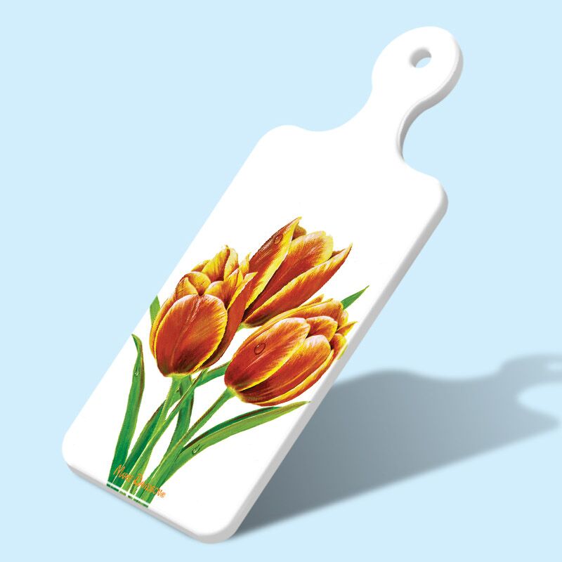 Tulips Flowers - Rectangle Ceramic Cheese Platter - Image 1