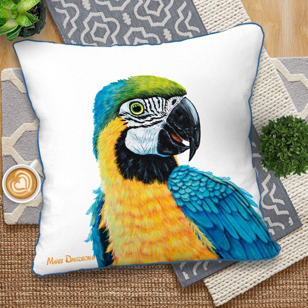 Yellow Macaw Bird - European Cushion Cover - Image 1
