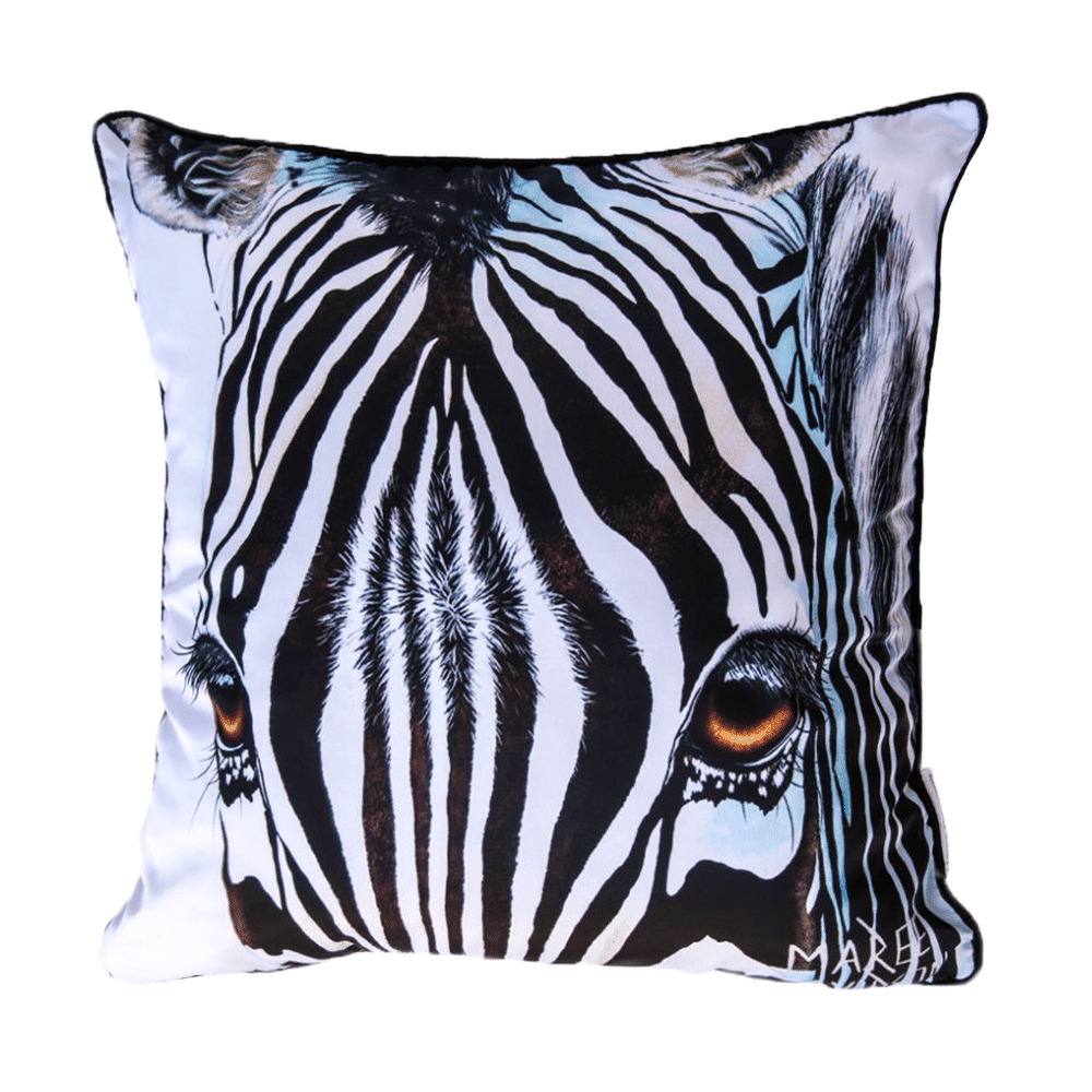 ZEBRA-CUSHION-COVER-MAREE-DAVIDSON-ART.png Zuri the Zebra - Cushion Cover - Image 1